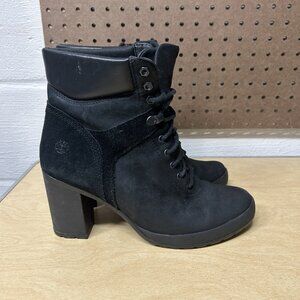 Timberland Boots Womens Size 10 Suede Leather Heeled Lace Up Ortholite A1KD4